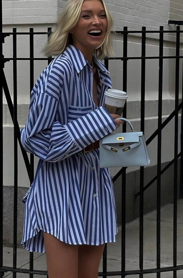 Kadın Gömlek -elbise çizgili Desen