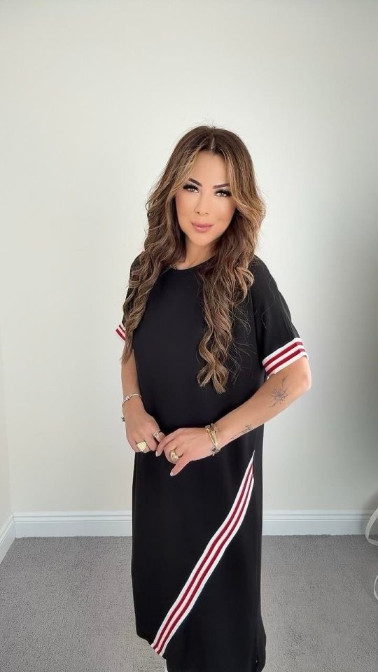 Kadın Kol Ve Etek şerit Detaylı Midi Boy Elbise