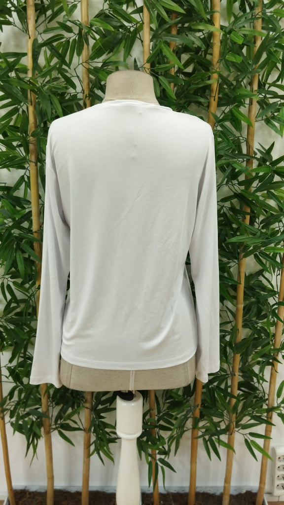 Kadın Uzun Kollu Bisiklet Yaka Ay Baskılı Viskon Bluz