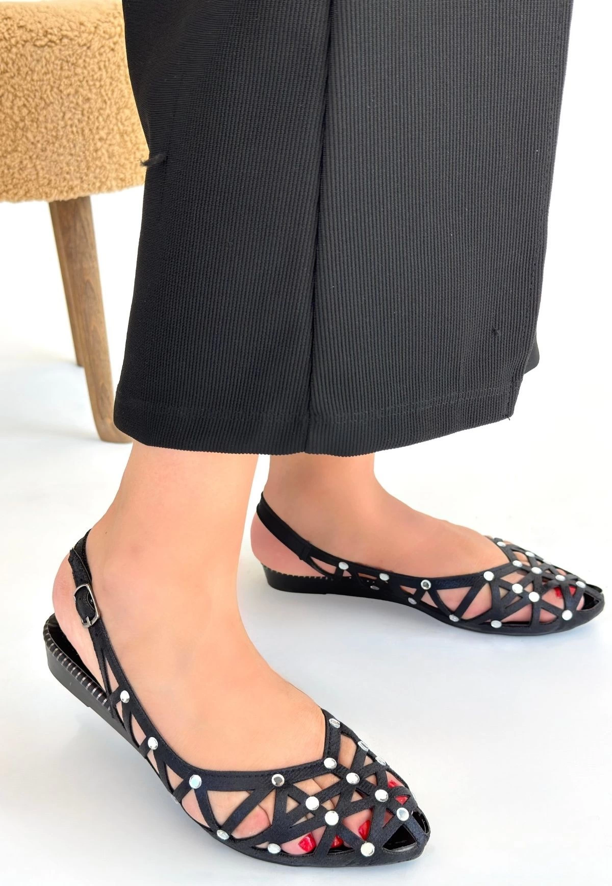 Faty Siyah Cilt Babet Ayakkabı