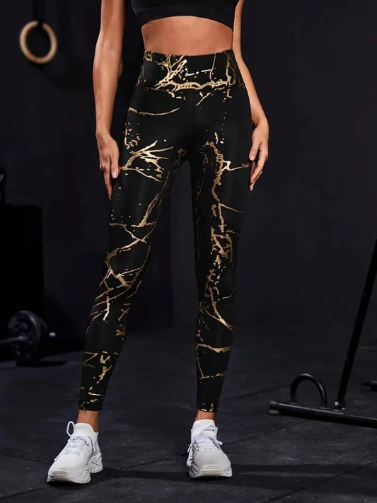 Kadın Yüksek Bel Desenli Spor Tayt