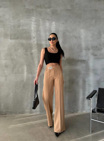 DREAMS ETİKETLİ PALAZZO PANTOLON - Bej