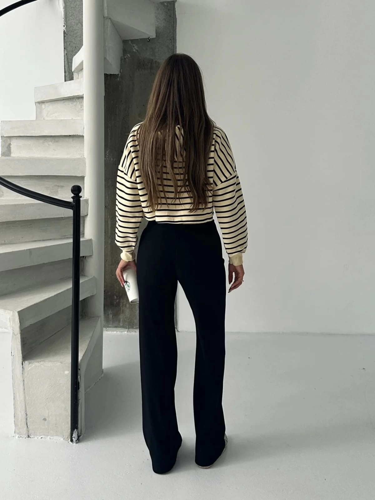 Fit comfort siyah salaş pantolon A6011