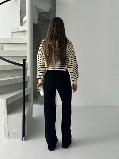 Fit comfort siyah salaş pantolon A6011