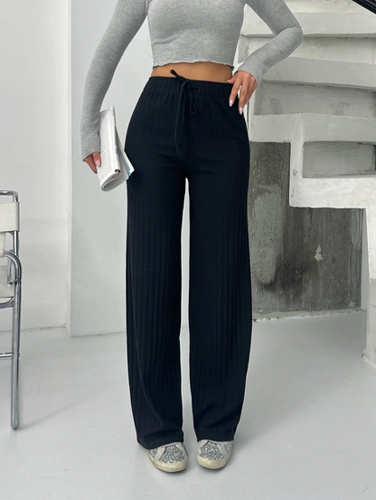 Fitilli şardonlu pantolon siyah a4058