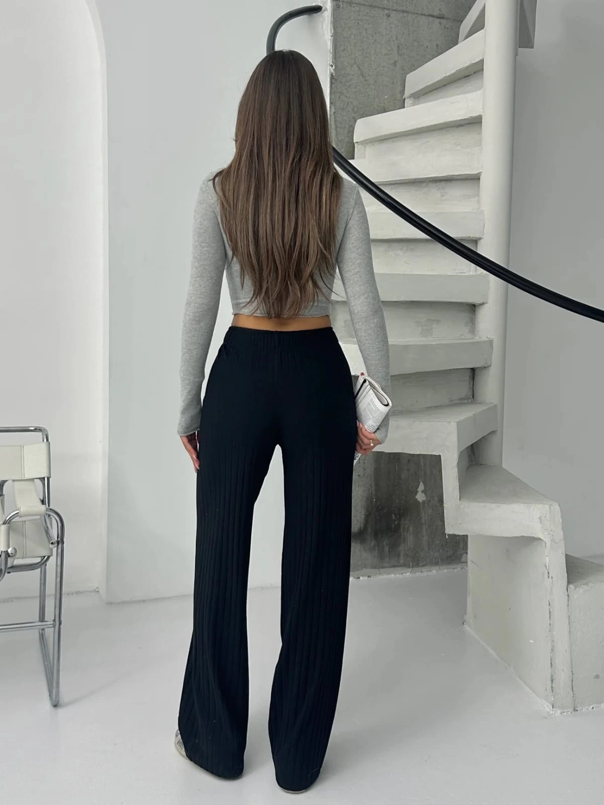 Fitilli şardonlu pantolon siyah a4058