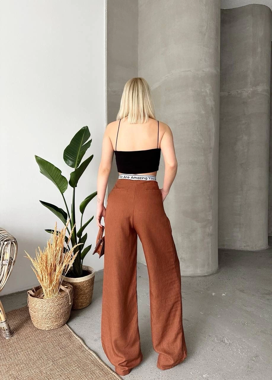 Flamlı kahve pantolon