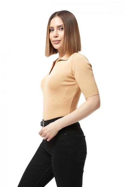 Gömlek yaka yazlık triko bluz