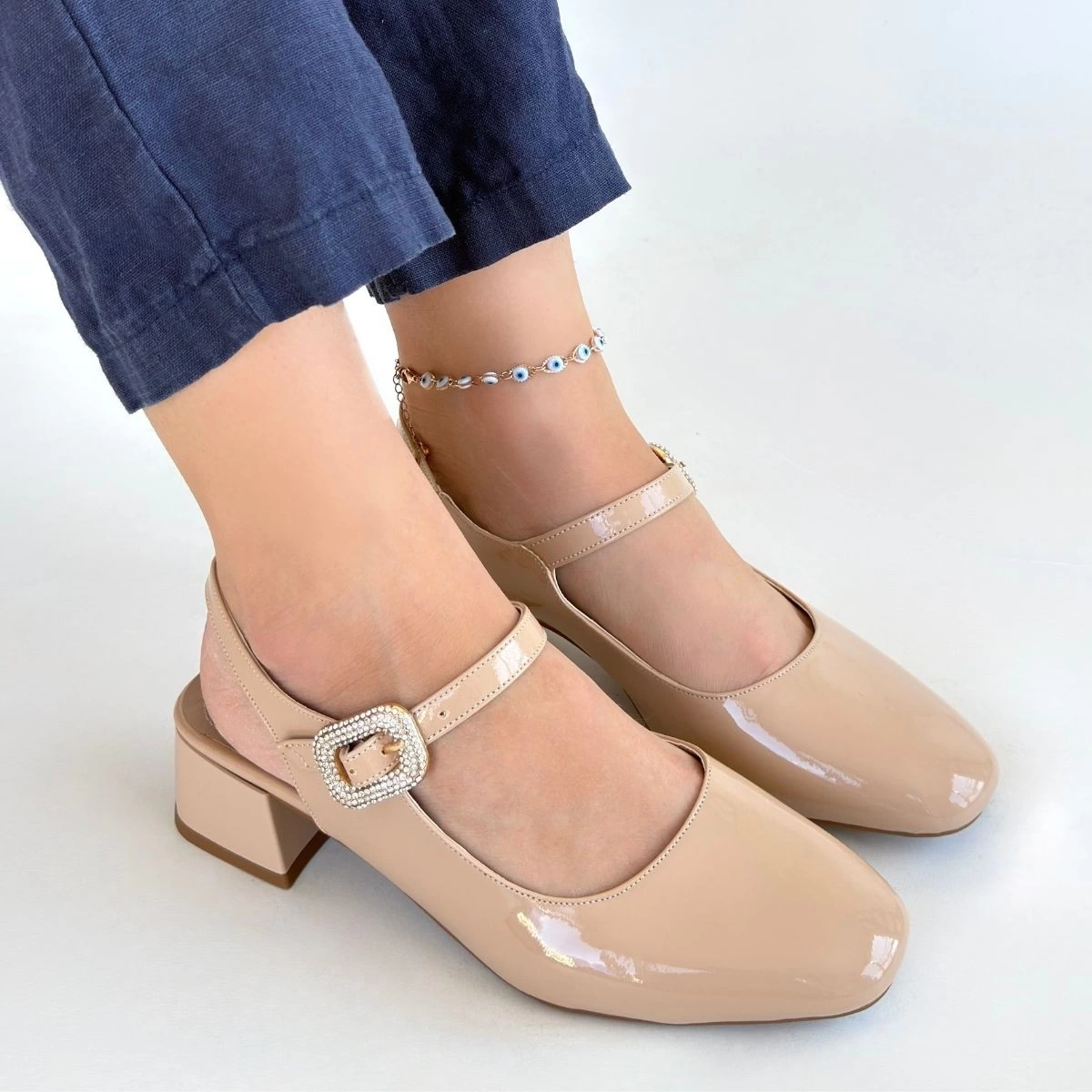 Gowe Nude Rugan Topuklu Ayakkabı