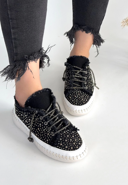 Guji Siyah Kot Bağcıklı Spor Ayakkabı