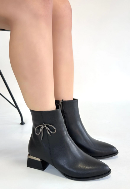 Harly Siyah Cilt Topuklu Bot