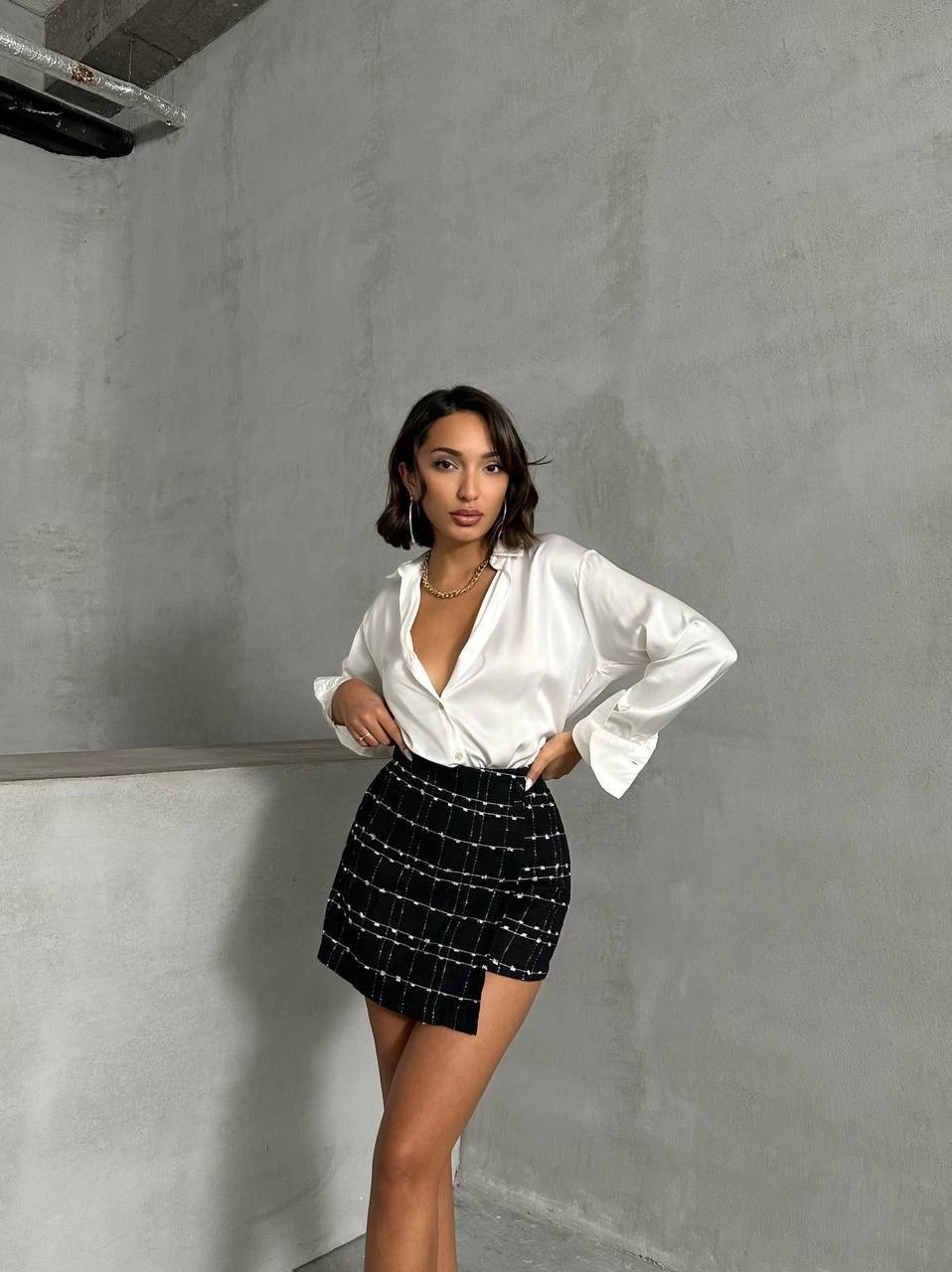 İki düğmeli ch kumaş şort etek siyah h26414