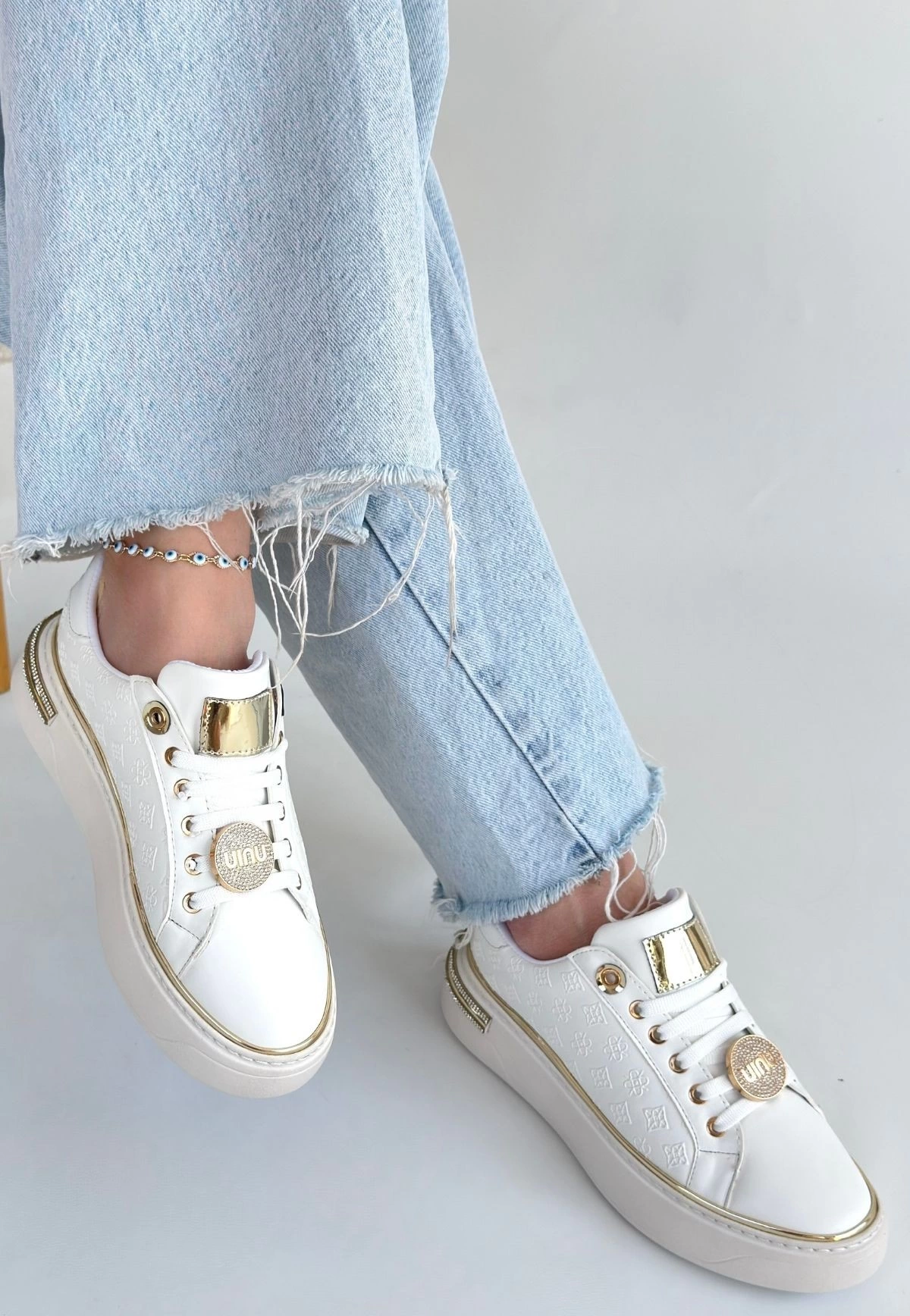 Jlar Beyaz Cilt Bağcıklı Spor Ayakkabı