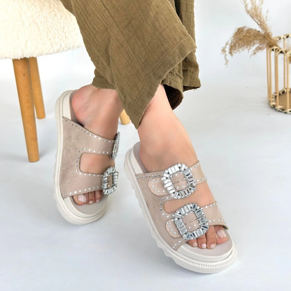 Juana Bej Nubuk Taşlı Terlik