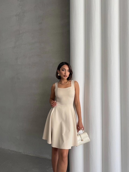 Kadın kare yaka kısa elbise s251188