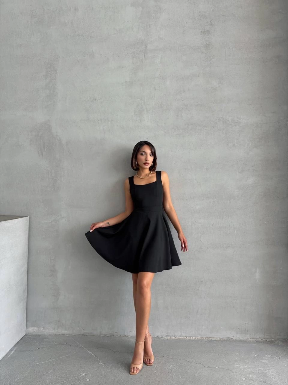 Kadın kare yaka kısa elbise s251188