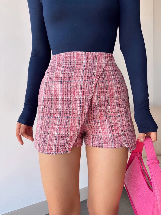 Kapaklı tüvit şort etek kırmızı