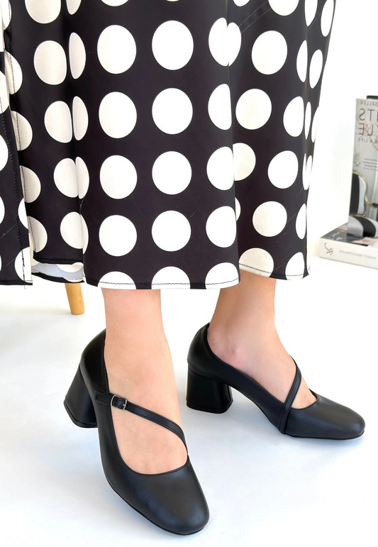 Kier Siyah Cilt Topuklu Ayakkabı