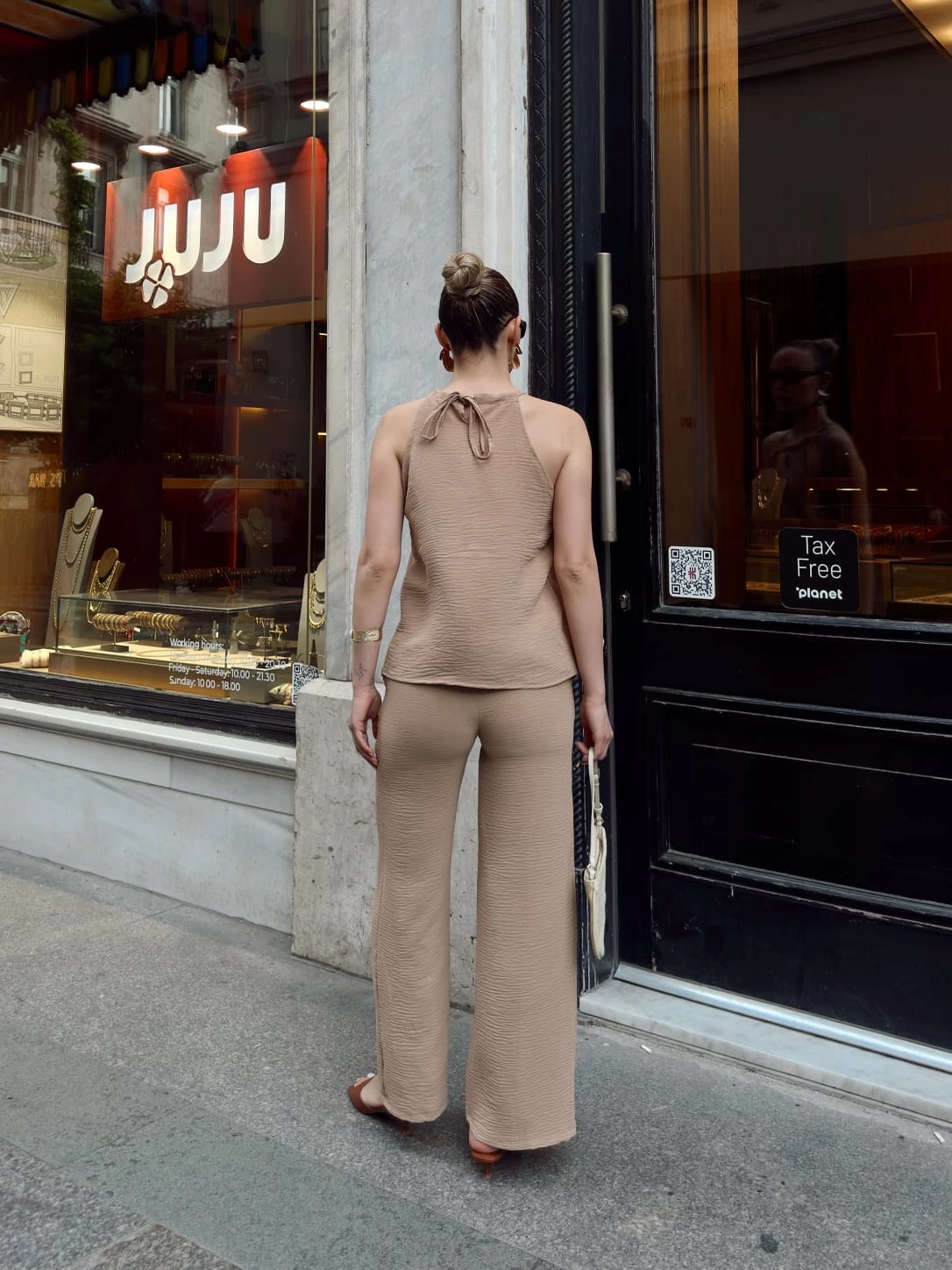 Kruvaze takım ayrobin bej s054