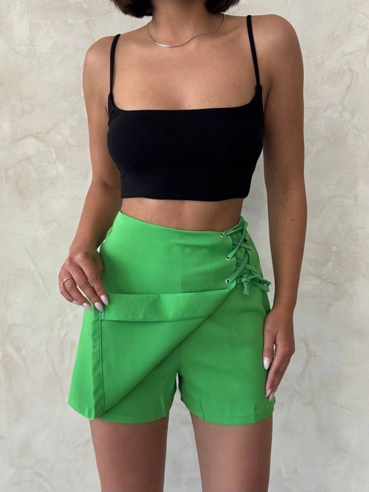 Kuş gözü şort etek yeşil s25819