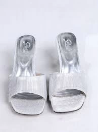 Luart Gümüş Simli Topuklu Terlik