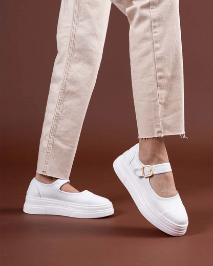 Lunni Beyaz Keten Spor Ayakkabı