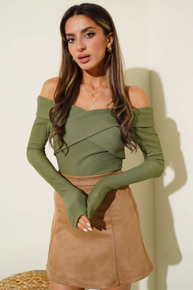 Madonna Çapraz Yaka Bluz Yeşil t4331