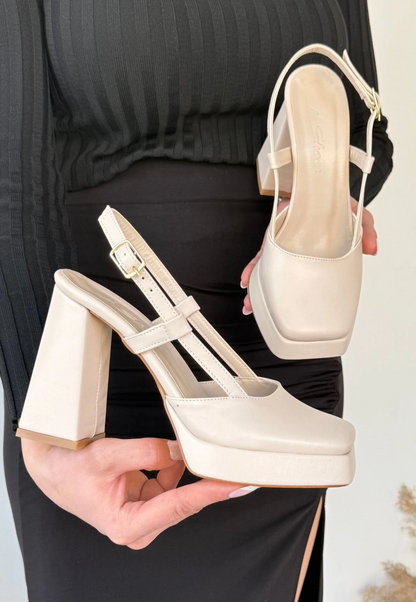 Mety Bej Cilt Topuklu Ayakkabı