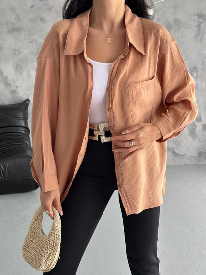 Modal oversize cepli gömlek