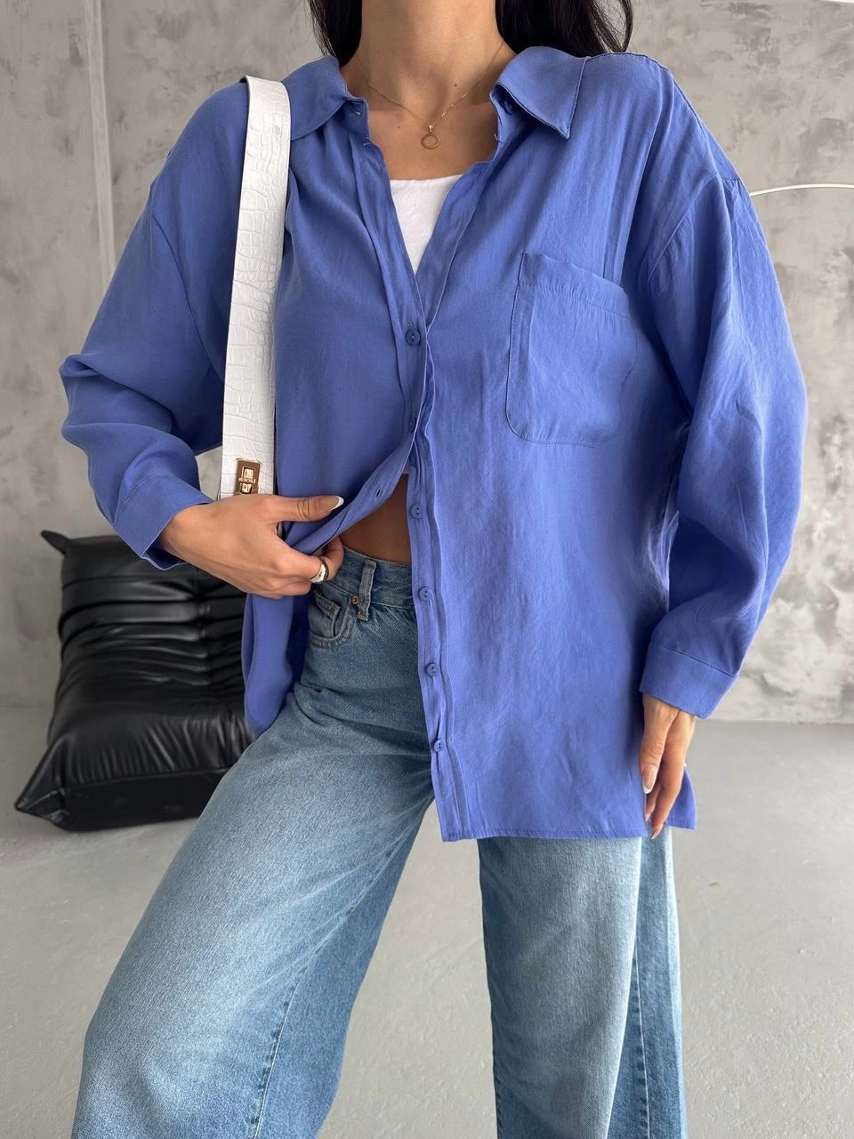 Modal oversize cepli gömlek