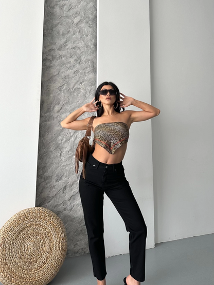 Mom fit enzim taş yıkama jeans pantolon siyah d2006