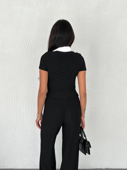 Ottoman kumaş beyaz gömlek yaka takım s4142