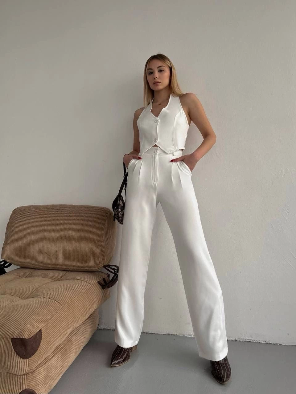 Palazzo pantolon beyaz s23211