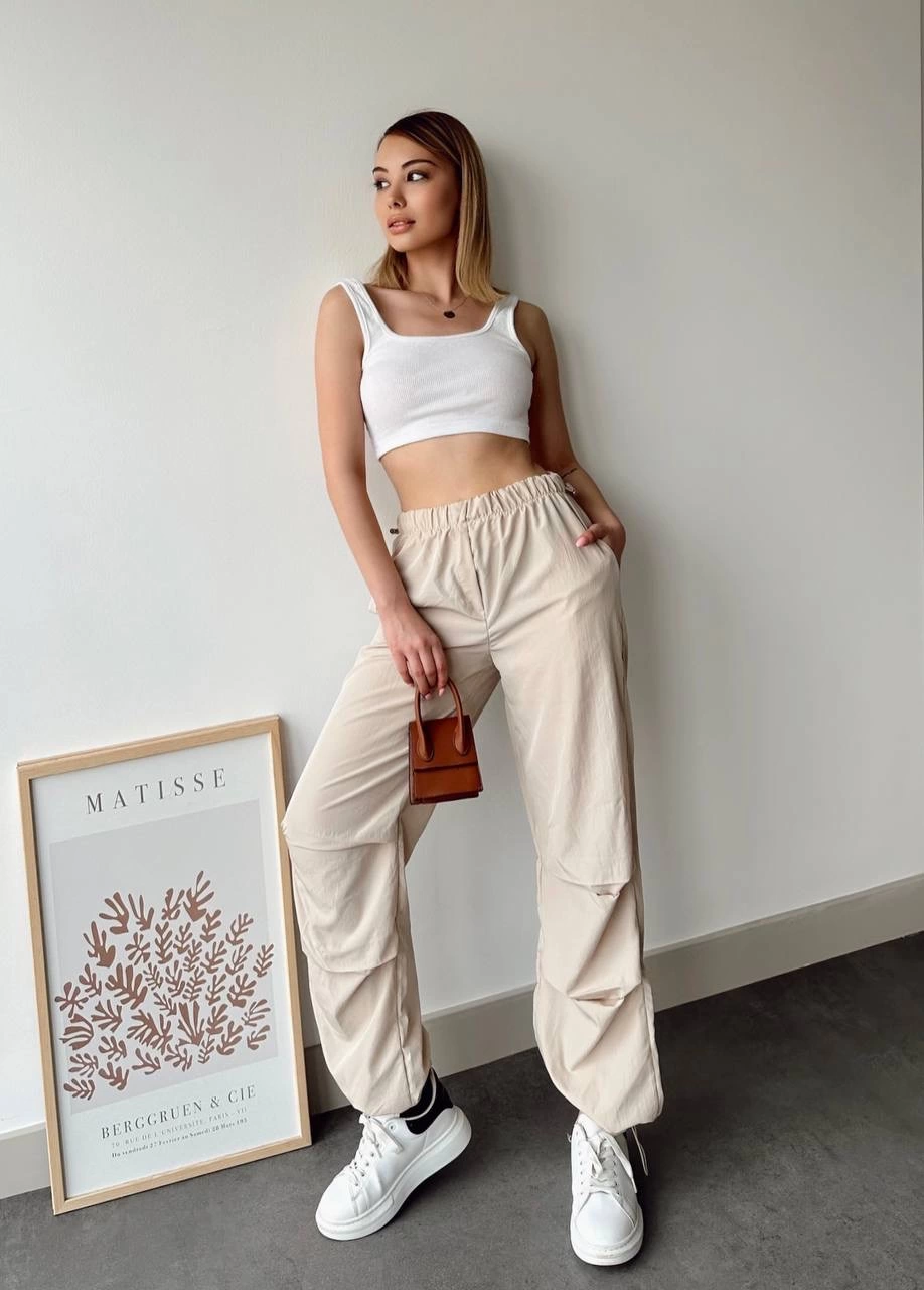 Paraşüt pantolon bej