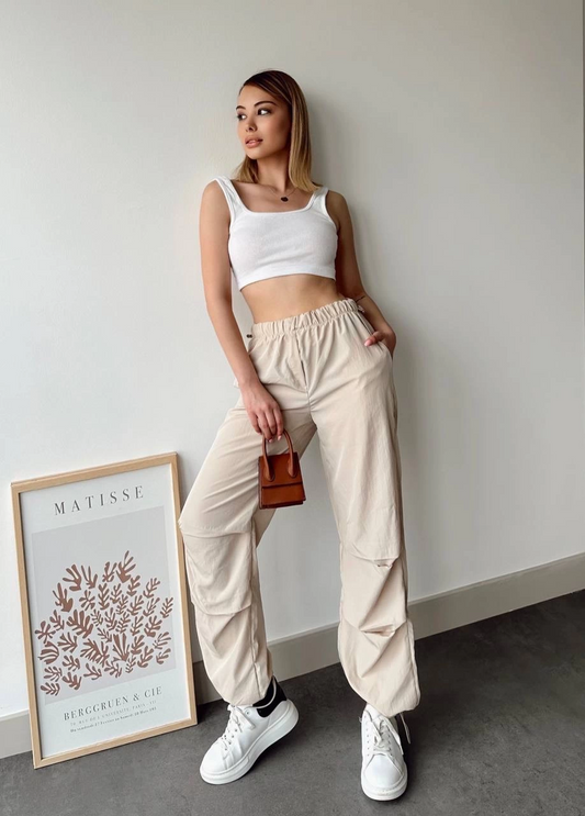 Paraşüt pantolon bej