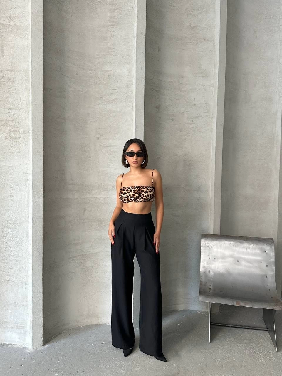 Pileli keten pantolon s255046