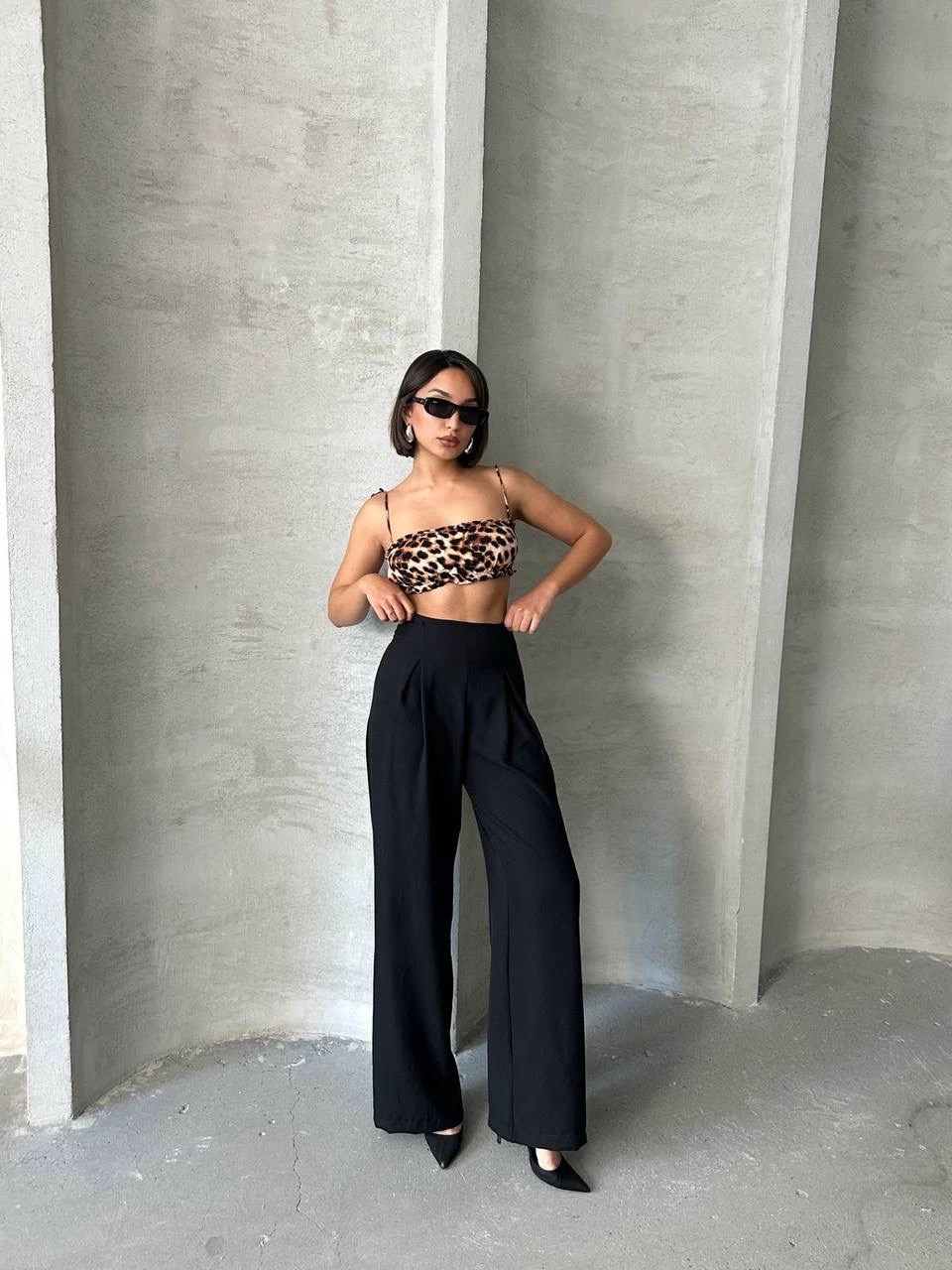 Pileli keten pantolon s255046