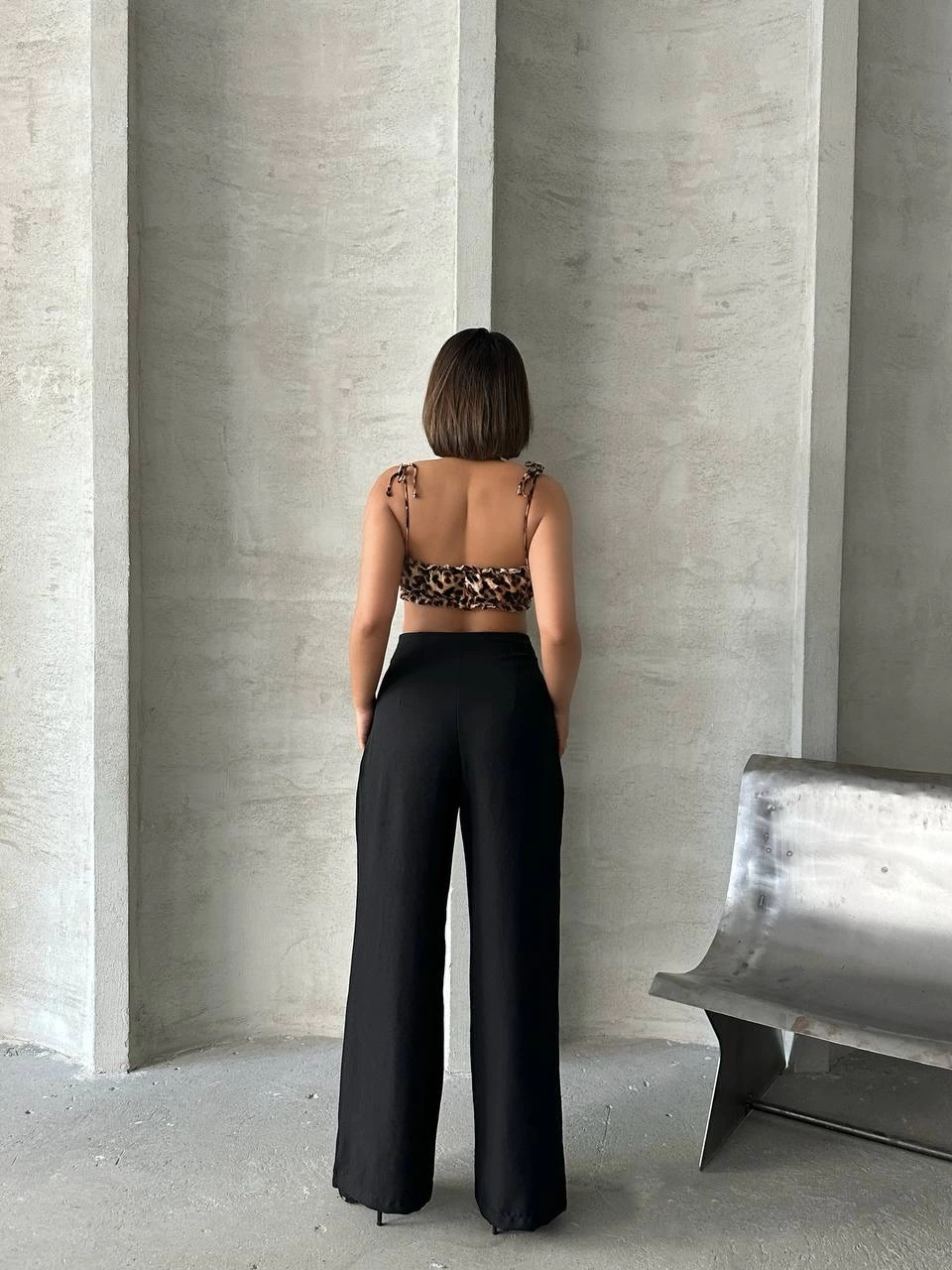 Pileli keten pantolon s255046