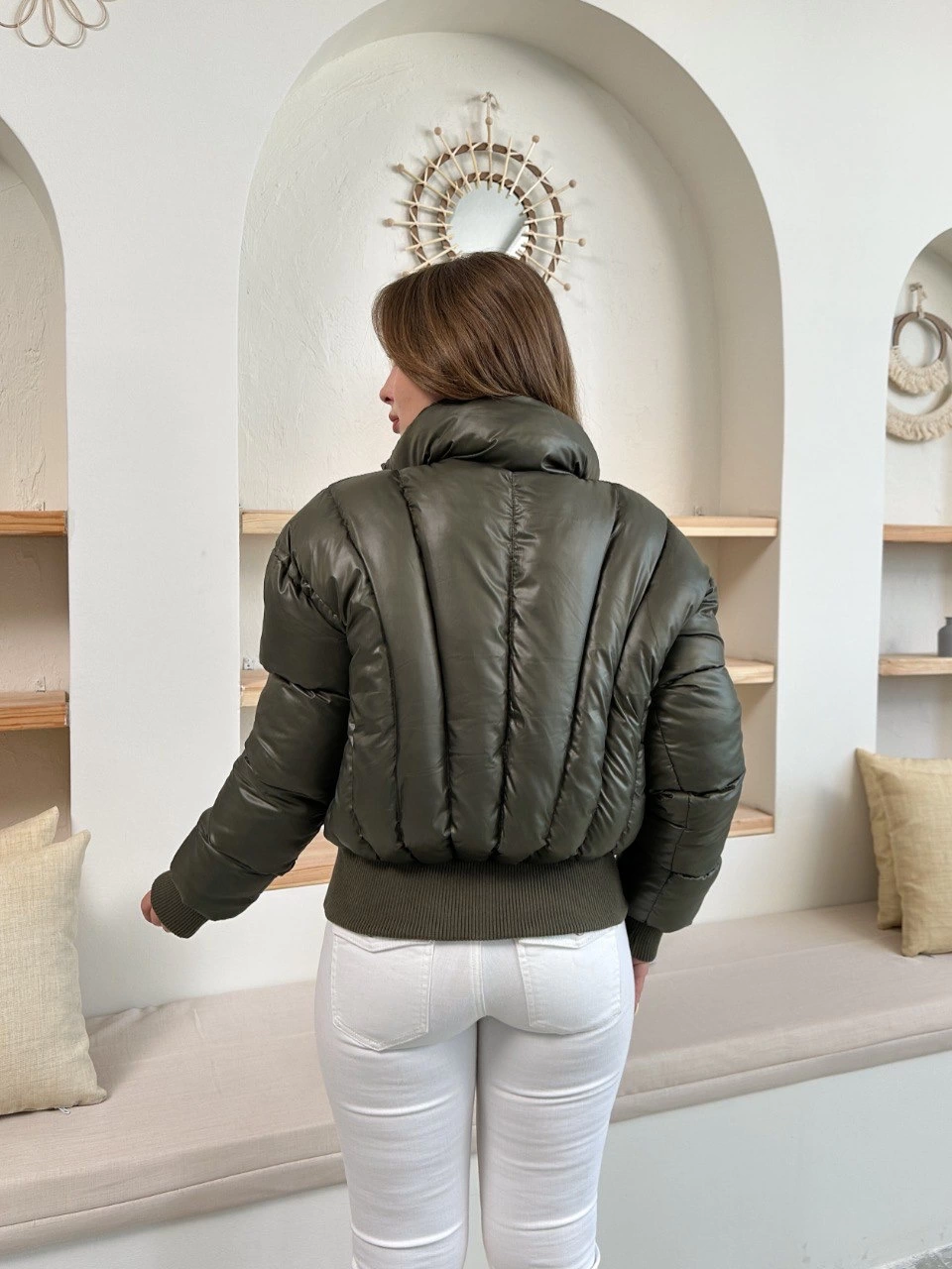 Puffer kısa mont haki st25534