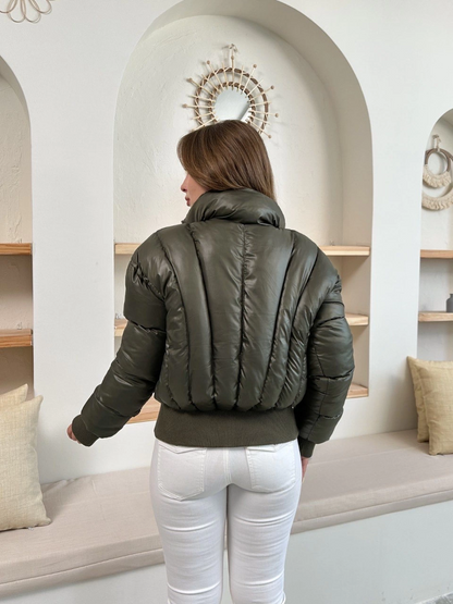 Puffer kısa mont haki st25534