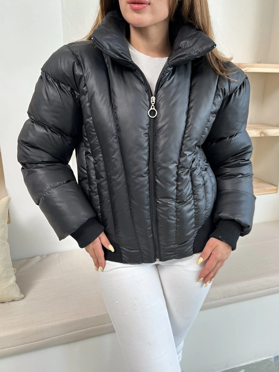 Puffer kısa mont siyah st25534