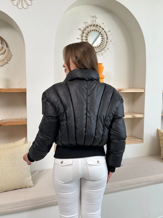 Puffer kısa mont siyah st25534