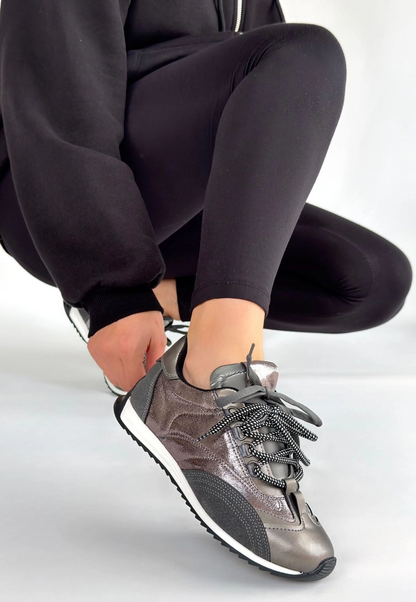 Ranu Platin Cilt Paraşüt Detaylı Bağcıklı Spor Ayakkabı