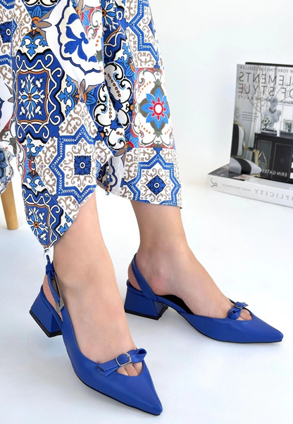Rewat Mavi Cilt Topuklu Ayakkabı