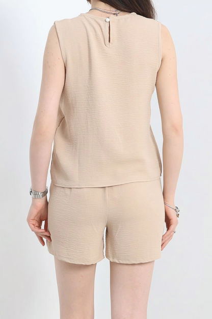 Şortlu Ayrobin takım bej