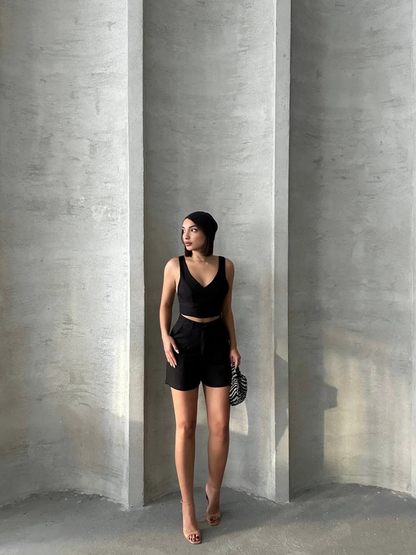 Şortlu keten takım s255014