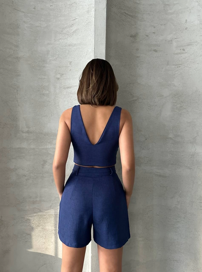 Şortlu keten takım s255014