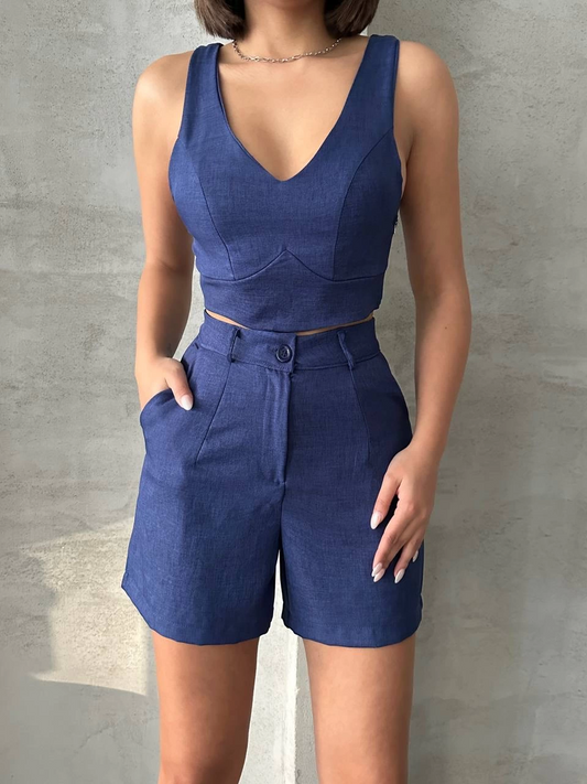 Şortlu keten takım s255014