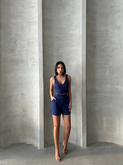 Şortlu keten takım s255014