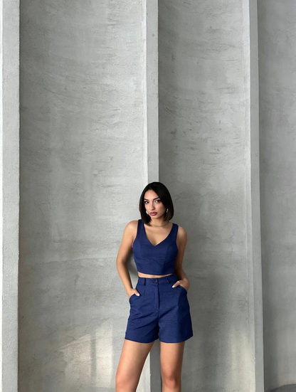 Şortlu keten takım s255014